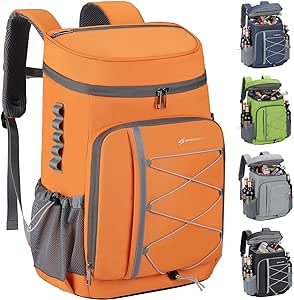 Maelstrom 35 Can Backpack Cooler Leakproof,Insulated Soft Cooler Bag,Beach/Camping Cooler,Ice Chest Backpack for Travel, Grocery Shopping,Kayaking,Fishing,Hiking,Orange