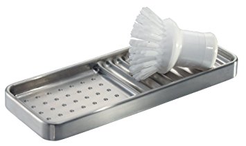 mDesign Kitchen Sink Tray for Sponges, Scrubbers, Soap - Brushed Stainless Steel