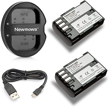 D-Li90 Newmowa Replacement Battery (2-Pack) and Dual USB Charger for Pentax D-LI90 and Pentax 645D, 645Z, K-01, k-1,K-3, K-5, K-5 II, K-5 IIs, K-7