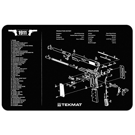 TekMat 11-Inch X 17-Inch Handgun Cleaning Mat with 1911 Imprint, Black