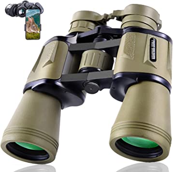 20x50 Military Binoculars for Adults with Smartphone Adapter - Compact Waterproof Tactical Binoculars for Bird Watching Hunting Hiking Concert Travel Theater with BAK4 Prism FMC Lens, Mud