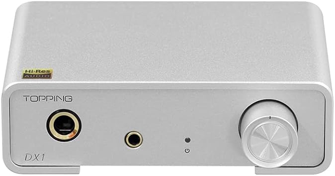 TOPPING DX1 Support Up to DSD256 and PCM384 THD+N&lt;0.0002% XMOS XU208 Newest AK4493S 2 Gain Settings Hi-Res Audio DAC & Headphone Amplifier (Silver)