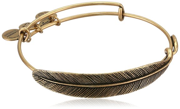 Alex and Ani Earth Sultry "Quill Feather" Rafaelian Gold-Tone Finish Bracelet