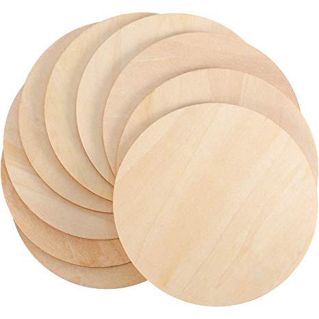 Boao Unfinished Wood Circle Round Wood Pieces Blank Round Ornaments Wooden Cutouts for DIY Craft Project, Decoration, Laser Engraving Carving, 1/8 Inch Thickness (4 Inch Diameter, 24 Pieces)