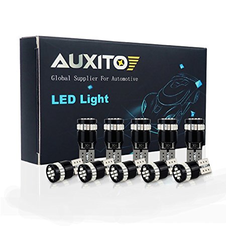 AUXITO 194 LED Light Bulb,Extremely Bright Red 168 2825 W5W T10 Wedge 24-SMD 3014 Chipsets LED Replacement Bulbs for Car Dome Map License Plate Lights (Pack of 10)
