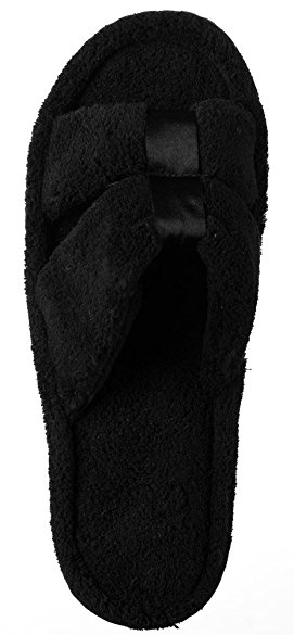 Beverly Rock Woman's SPA Terry Slide Slipper with Stitching And Satin, In Classy Colors