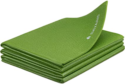 Navaris Foldable Yoga Mat for Travel - 1/8 inch (4mm) Thick Exercise Mat for Yoga, Pilates, Workout, Gym, Fitness - Non-Slip Folding Thin Portable Mat