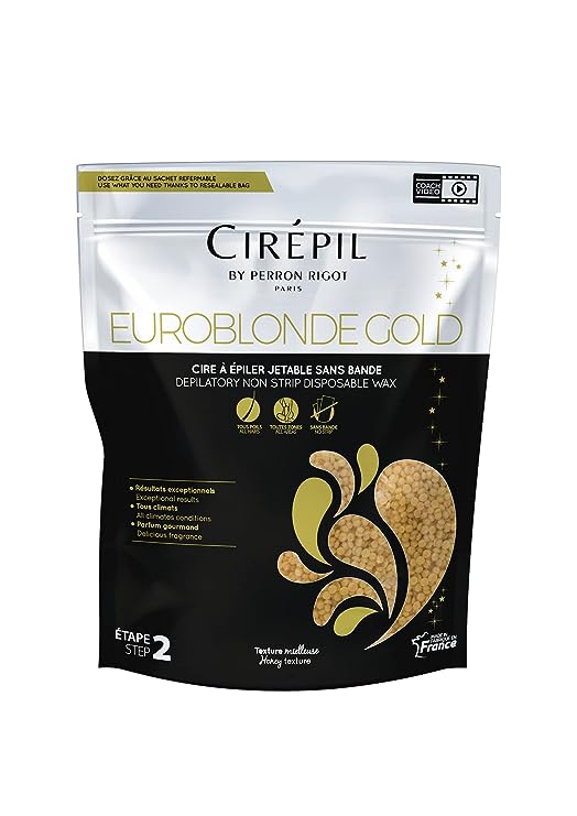 Cirepil - Euroblonde Gold - 800g / 28.22 oz Wax Beads Bag - Light Monoi Scent - Ultra Fluid Gel Texture - All-Purpose & Easy Removal