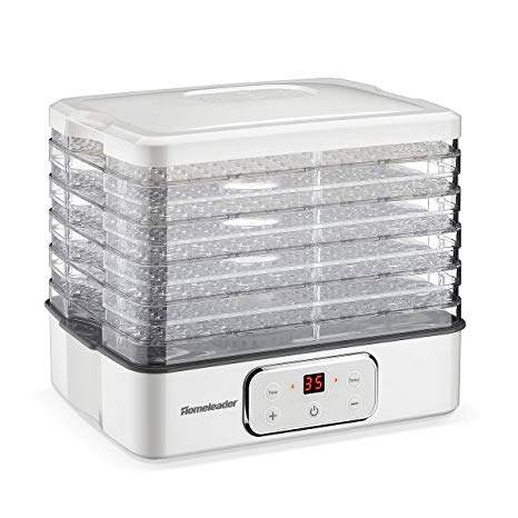 Food Dehydrator, Electric Digital Food Dehydrator Machine for Jerky, Fruit, Vegetables & Nuts, Vegetable Dryer with Timer and Temperature Control, Homeleader Food Dehydrator with Five Trays, LCD Display Screen, K33-022