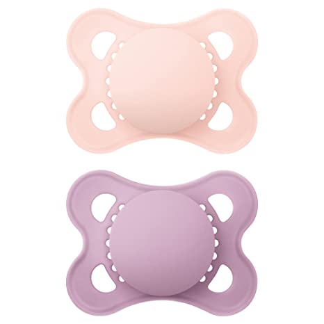 MAM Original Matte Pacifier (2 Pack, 1 Sterilizing Pacifier Case), Pacifiers 0-6 Months, Baby Girl Pacifier, Best Pacifiers for Breastfed Babies, Sterilizing Storage Case