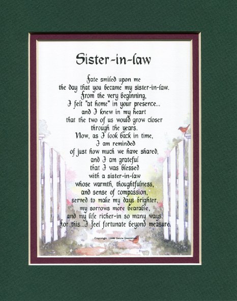A Gift Poem For A Sister-in-law. #91 Great Birthday Present.