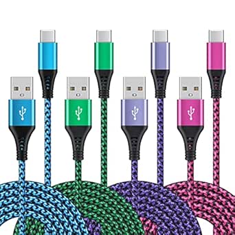 4Pack 6ft Fast USB Type C Cable Phone Charger Charging Cord for iPhone 16, 16 Pro Max, 16 Pro, 16 Plus, LG Stylo 4 5 6, LG G5 G6 G7 G8 G8X V20 V30 V40 V50 ThinQ, LG Velvet 5G, Wing 5G, LG K51 K52 K61