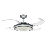 Hunter Fan 59085 Fanaway Retractable Blade 48 Brushed Chrome Ceiling Fan with Light Kit and Remote Control