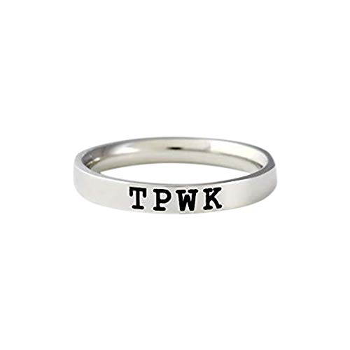 TPWK - Dainty Stainless Steel Stacking Band Ring, Treat People With Kindness, We'll Be Alright, Be Kind, Gift for Her & Him, Mother Daughter Sisters Friends, Birthday Valentines Anniversary Christmas