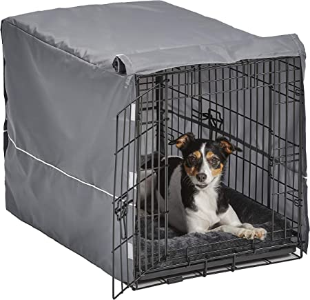 New World Pet Products Double Door Dog Crate Kit Includes One Two-Door Dog Crate, Matching Gray Dog Bed & Gray Dog Crate Cover, 30-Inch Kit Ideal for Medium Dog Breeds, B30DD-KIT