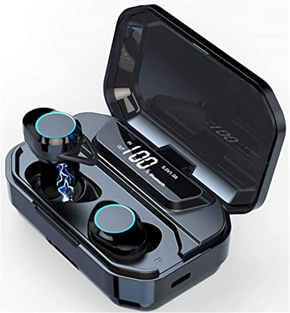 True Wireless Earbuds Bluetooth 5.0 Headphones, Stereo Noise Cancelling Touch Control Earphone in Ear Built-in Mic, IPX7 Waterproof Headset for Sports, 120 Hours of Playtime with 3300mAh Charging Case