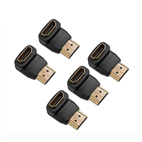 Addmore HDMI 90 Degree Angle Hdmi Connectors Male to Female Adapters-5pcs