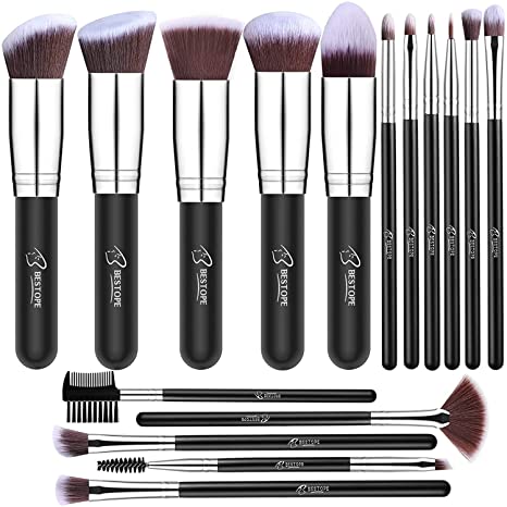 Premium Synthetic Foundation Blending Face Powder Blush Concealers Eye Shadows Make Up Brushes Kit (Sliver)