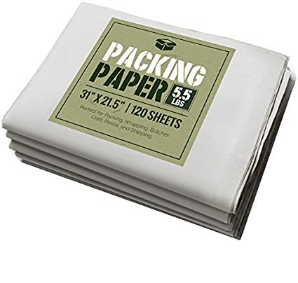 Newsprint Packing Paper: 5.5 lbs (~125 Sheets) of Unprinted, Clean Newsprint Paper, 31" x 21.5"