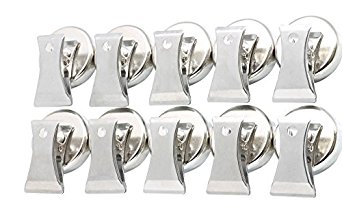 Stainless Steel Magnetic Bulldog 10 Clips Set, PERFECT REMINDER Heavy Duty Fridge Magnet Clips with FREE Anti Scratch Pads ~ Powerful Clips for Refrigerator, Office, Classroom, Whiteboard