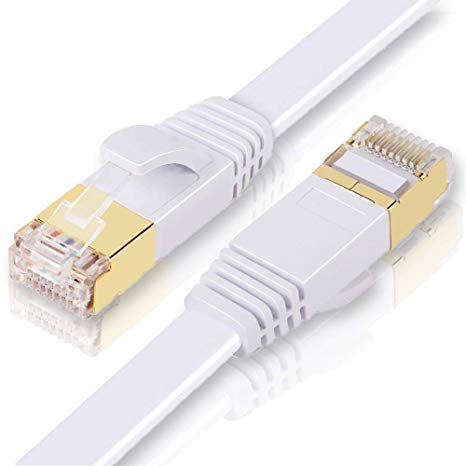 ULTRICS® Cat7 Ethernet Cable, 5M High Speed Computer Router Network Flat LAN Cable with Professional Gold Plated Headed Plug STP Wires CAT 7 RJ45 Internet Networking Modem Cable