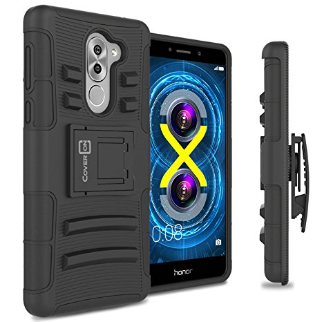 Honor 6X Case, Huawei Mate 9 Lite Case, CoverON [Explorer Series] Holster Hybrid Armor Belt Clip Hard Phone Cover For Huawei Honor 6X / Mate 9 Lite Holster Case - Black