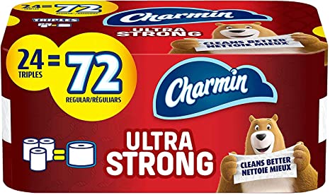 Charmin Ultra Strong Toilet Paper, 24 Triple Rolls Bath Tissue equal to 72 Regular Rolls
