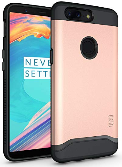 OnePlus 5T Case, TUDIA Slim-Fit HEAVY DUTY [MERGE] EXTREME Protection/Rugged but Slim Dual Layer Case for OnePlus 5T (2017 Version) (Rose Gold)