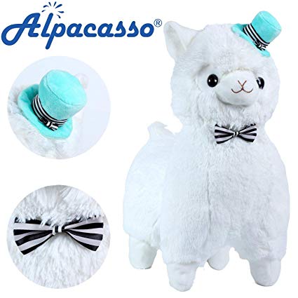 Alpacasso 17" White Plush Alpaca, Cute Stuffed Animals Toy.