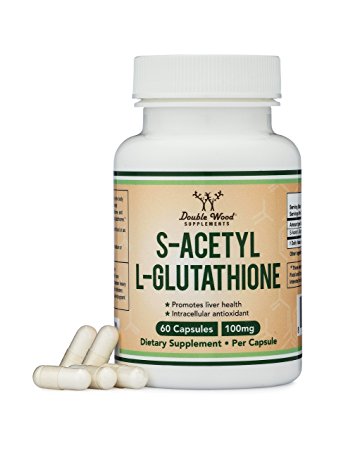 S-Acetyl L-Glutathione Capsules - 100mg, Made and Tested in the USA, 60 Count (Acetylated Glutathione) by Double Wood Supplements
