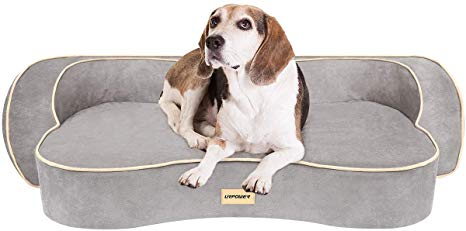 URPOWER Dog Bed, Orthopedic Memory Foam Pet Bed with Washable Cover & Water-Resistant Inner Liner Padded Rim Cushion Couch Dog Beds Pet Sofa Lounger Bed for Dogs & Cats