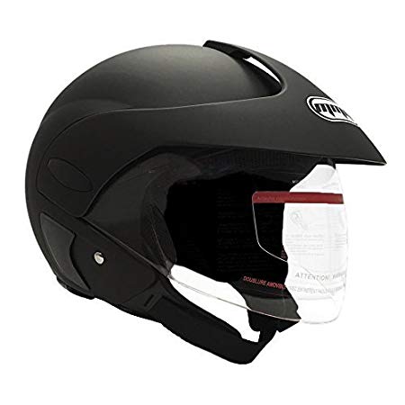 MMG Motorcycle Open Face Helmet DOT Street Legal - Flip Up Clear Visor - Matte Black 203 (XL)