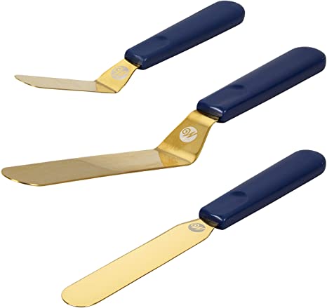 Wilton Navy Blue and Gold Icing Spatula Set, 3-Piece,Assorted