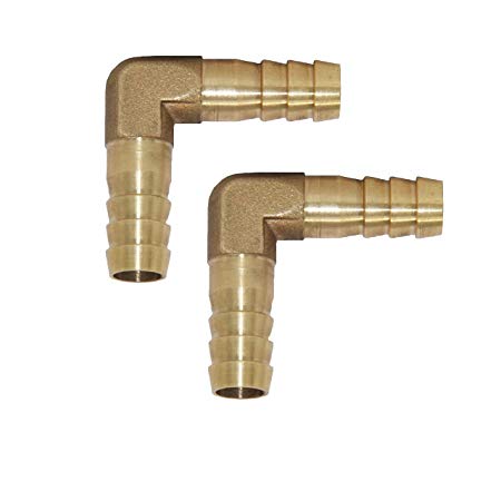 Joyway 2Pcs 5/16" 8mm Hose ID/Hose Barb 90 Degree L Right Angle Elbow Barbed Brass Fitting
