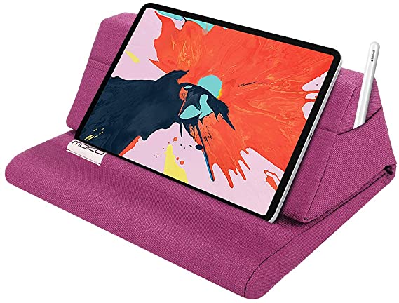 MoKo Tablet Pillow Stand, Soft Bed Pillow Holder, Fits up to 11" Pad, Fit with iPad 10.2"(8th Gen), New iPad Air 4 10.9"/ Air 3, iPad Pro 11/10.5/9.7, Mini 5 4, Galaxy Tab S6/ S7 11", Magenta