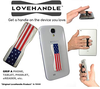 LoveHandle (originally SlingGrip) - The American Flag - US Flag on White Base - Love Handle Universal Grip For Mobile Devices - TRENDE