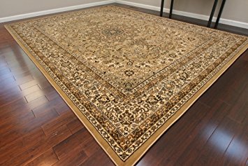 Dunes Beige Traditional Isfahan High Density 1 Inch Thick Wool 1.5 Million Point Persian Area Rugs 5'2 x 7'3