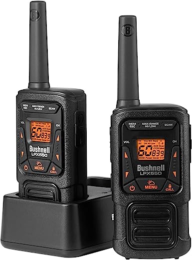 New Bushnell LPX550 Walkie Talkie Radio - Reliable Quality, Rugged Design, 2W Power for 36 Miles of Range, Two Way Radios Equipped for Wherever Life Takes You (2 Pack)