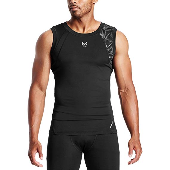 Mission X Wade Collection Men's Sleeveless Compression Shirt, Flash Black, Small