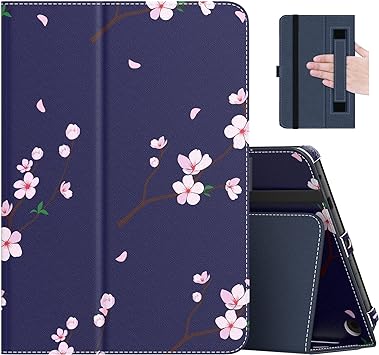 MoKo Case Fits All-New Amazon Kindle Fire HD 8 & 8 Plus Tablet (12th Generation/10th Generation, 2022/2020 Release) 8", Slim Folding Stand Cover with Auto Wake/Sleep, Indigo & Sakura