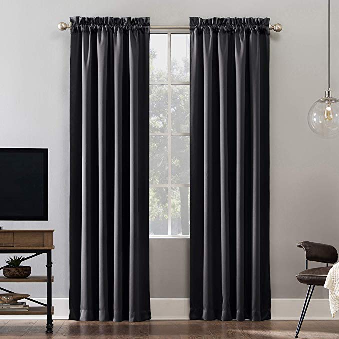 Sun Zero Oslo Theater Grade Extreme 100% Blackout Rod Pocket Curtain Panel, 52" x 84", Coal