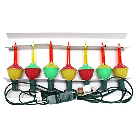Vickerman 7 Light Mu Light Colored Bubble Set with Green Wire 20-Inch, Spacing UL End Connector