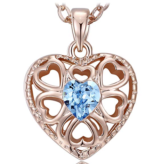 NEEMODA Rose Gold Plated Heart Necklace with Austrian Crystal, Luxury Gift Box