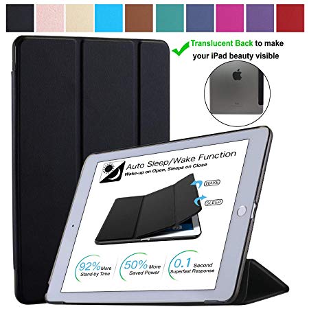 DuraSafe Cases for iPad Mini 3/2 / 1-7.9 Inch [ A1432 A1454 A1455 A1489 A1490 A1491 A1599 A1600 ] Smart Cover with Translucent Back - Black (Trifold)