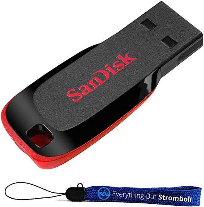 SanDisk Cruzer Blade 32GB USB 2.0 Flash Drive (SDCZ50-032G-B35) 32G Jump Drive Bundle with Everything But Stromboli Lanyard