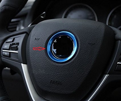 Eppar Decorative Steering Wheel Logo Trim for BMW X1 X3 X4 X5 X6 Z3 Z4 i3 i8 E63 E64 F20 F25 E81 E84 E85 E86 E89 F10 F30 F10 E87 E88 E82 E36 E46 E90 E92 E93 E39 E60 E65 E66 F01 F02 F06 F07 (Blue)