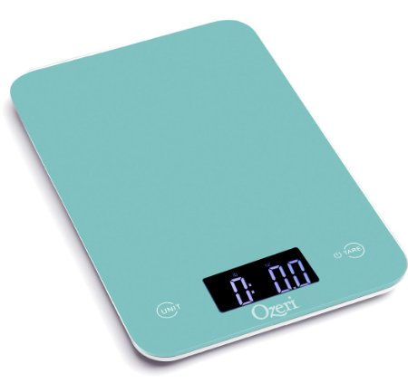 Ozeri Touch Professional Tempered Glass Digital Kitchen Scale, Teal Blue