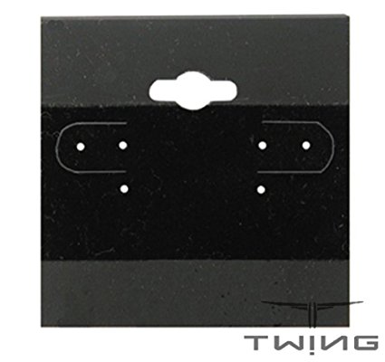 TWING Jewelry Earring Hang Display Holder Cards 2x2 inches (100pcs/Bag) (Black)
