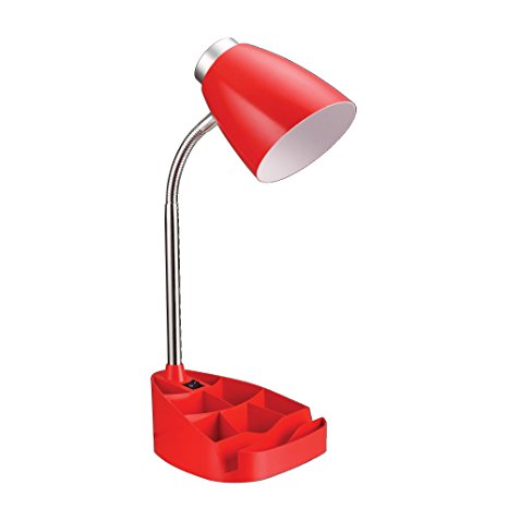 Limelights LD1002-RED Gooseneck Organizer Desk Lamp with iPad Tablet Stand Book Holder, Red