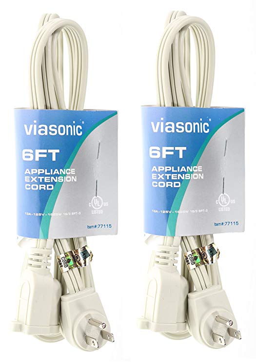 Viasonic 6ft Appliance Extension Cords - 2 Pack - 16 Gauge - 13A 125V 1625W by Unity